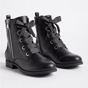 TORRID 9WW Lace-Up Bootie - Faux Leather Black (WW)